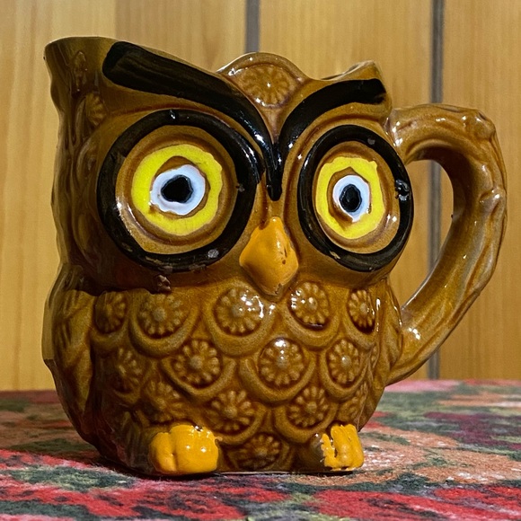 Vintage Other - MCM Vtg Cup | Big Eyed Owl | Glazed Ceramic